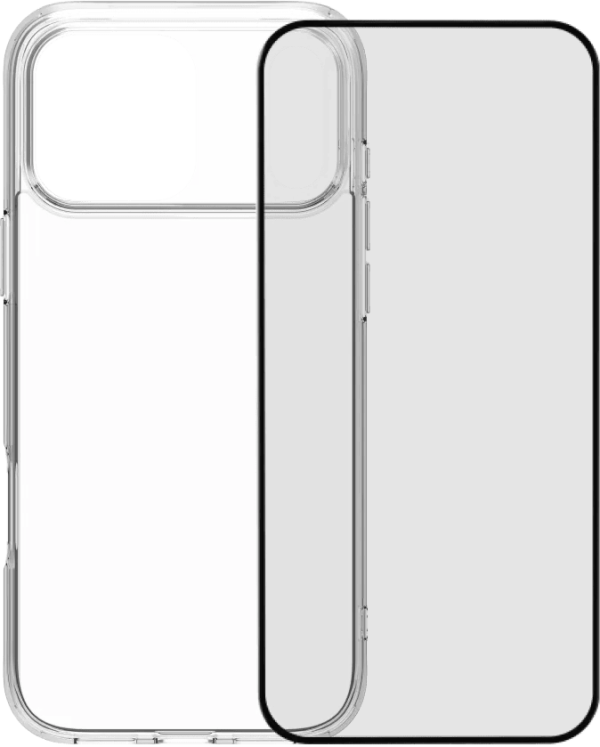 BlueBuilt Protective Back Cover iPhone 17 Pro Max Transparant + BlueBuilt iPhone 17 Pro Max Screenprotector Glas