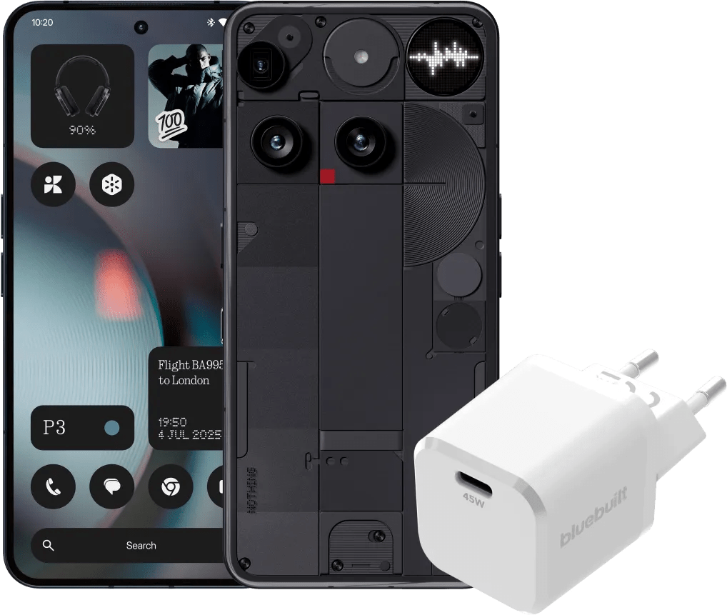 Nothing phone (3) 512gb zwart 5g + bluebuilt oplader met usb c poort 45w wit 1 Nothing phone (3) 512gb zwart 5g + bluebuilt oplader met usb c poort 45w wit