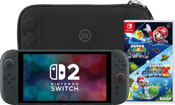 Nintendo Switch 2 + Super Mario Galaxy 1+2 + BlueBuilt Beschermhoes