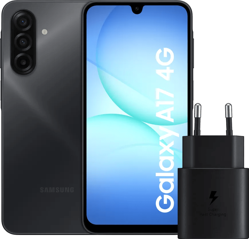Samsung galaxy a17 128gb zwart 4g + samsung oplader 25 watt zwart 1 Samsung galaxy a17 128gb zwart 4g + samsung oplader 25 watt zwart