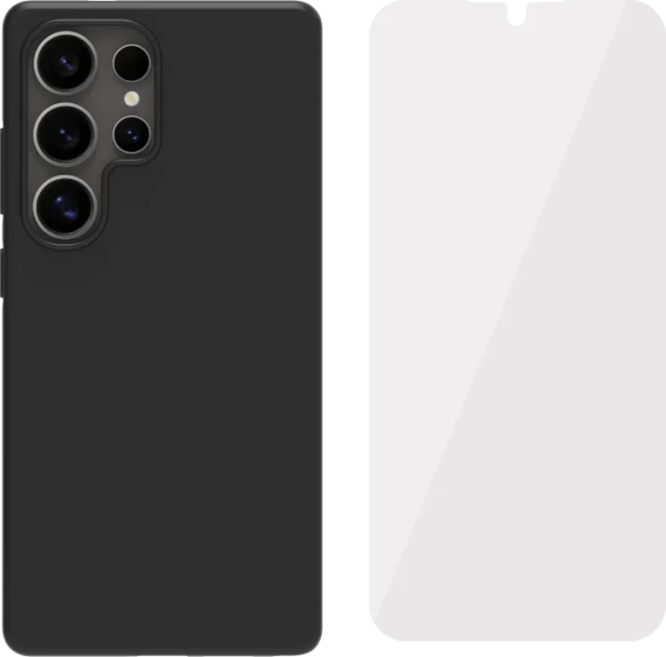 BlueBuilt  Samsung Galaxy S25 Ultra Back Cover Zwart + BlueBuilt Screenprotector Glas