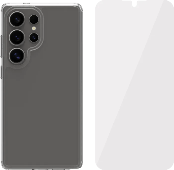 BlueBuilt  Samsung Galaxy S25 Ultra Back Cover Transparant +BlueBuilt Screenprotector Glas