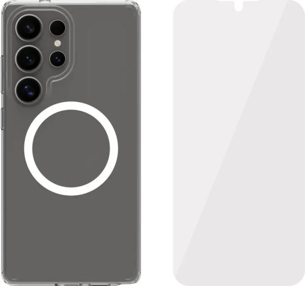 BlueBuilt Protective Back Cover met Magneet Samsung Galaxy S25 Ultra Transparant + Screenprotector Glas