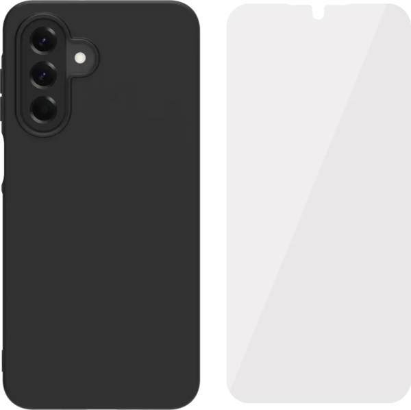 BlueBuilt  Samsung Galaxy A17 Back Cover Zwart + BlueBuilt  Screenprotector Glas