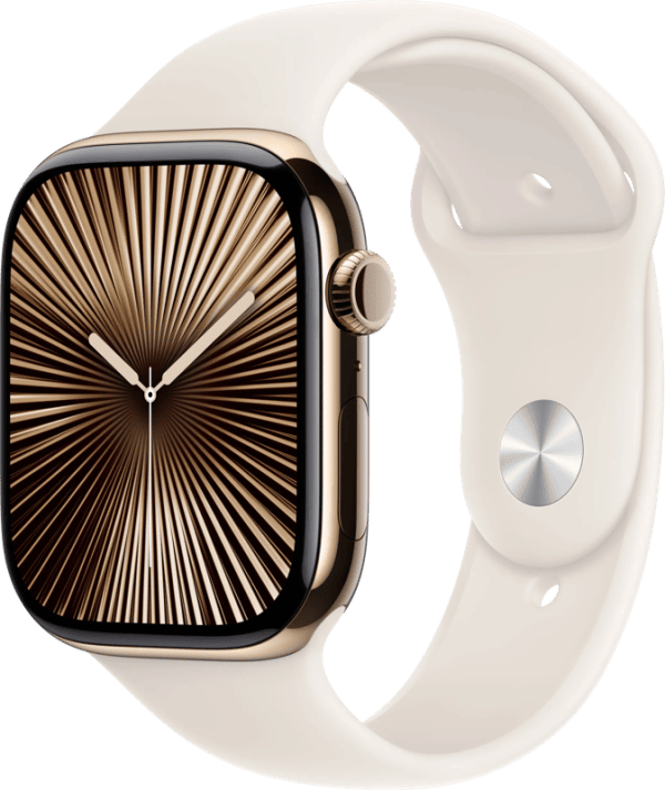 Apple Watch Series 10 4G 46mm Titanium Goud Sportband S/M