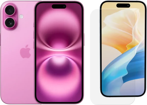 Apple iPhone 16 128GB Roze + BlueBuilt Screenprotector Glas