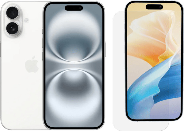 Apple iPhone 16 128GB Wit + BlueBuilt Screenprotector Glas