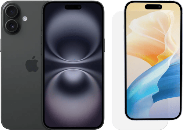 Apple iPhone 16 128GB Zwart + BlueBuilt Screenprotector Glas