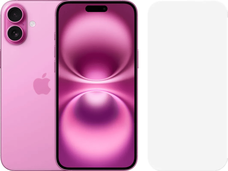 Apple iphone 16 plus 128gb roze + bluebuilt screenprotector glas 1 Apple iphone 16 plus 128gb roze + bluebuilt screenprotector glas