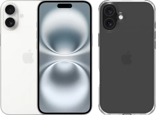 Apple iPhone 16 Plus 128GB Wit + BlueBuilt Protective Back Cover Transparant