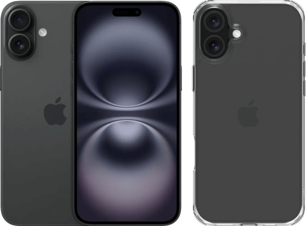 Apple iPhone 16 Plus 128GB Zwart + BlueBuilt Protective Back Cover Transparant