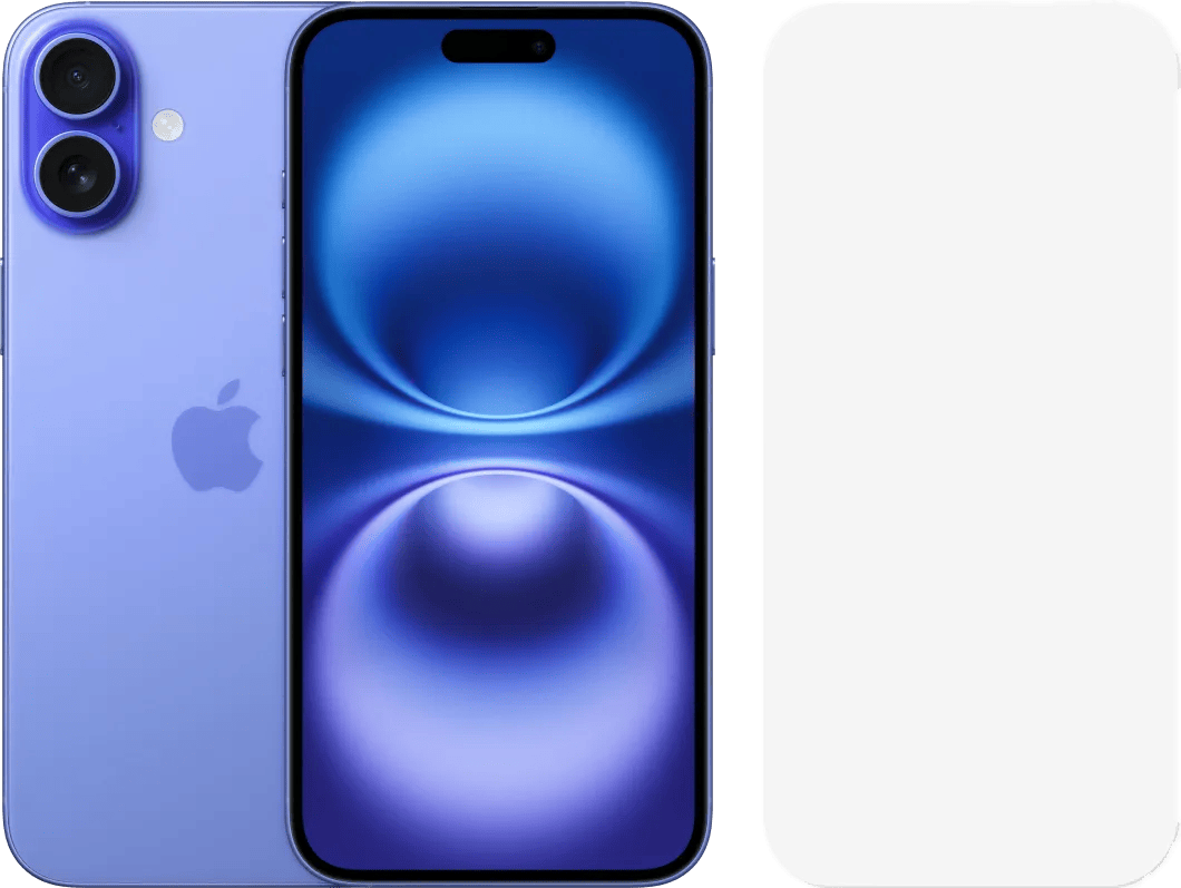 Apple iphone 16 plus 256gb blauw + bluebuilt screenprotector glas 1 Apple iphone 16 plus 256gb blauw + bluebuilt screenprotector glas