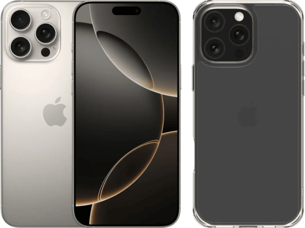 Apple iPhone 16 Pro Max 1TB Natural Titanium + BlueBuilt Protective Back Cover Transparant