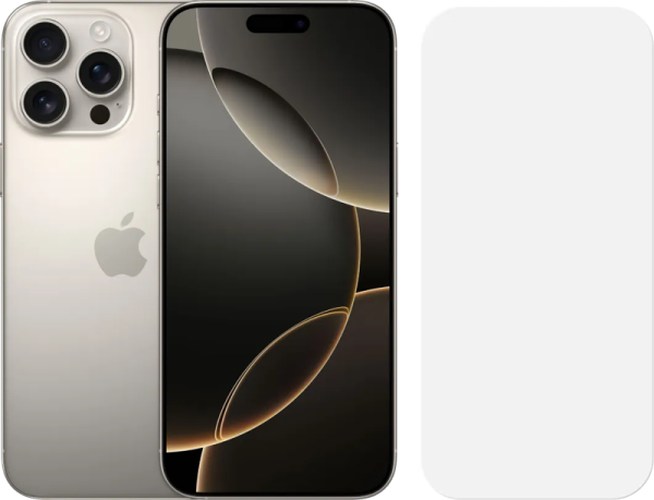 Apple iPhone 16 Pro Max 1TB Natural Titanium + BlueBuilt Screenprotector Glas