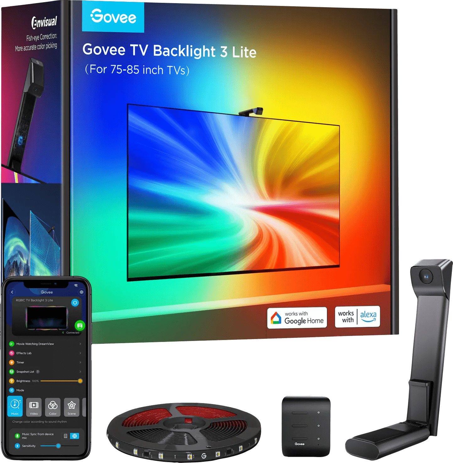 Govee tv backlight 3 lite voor 75-85 inch tv's 1 Govee tv backlight 3 lite voor 75-85 inch tv's