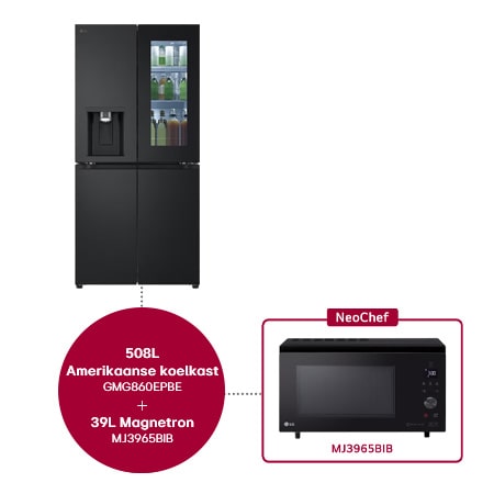 508L Amerikaanse koelkast GMG860EPBE + 39L Smart Inverter Magnetron MJ3965BIB - GMG860EPBE.MJ3BIB