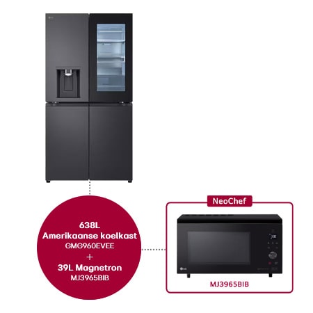 638L Amerikaanse koelkast GMG960EVEE + 39L Smart Inverter Magnetron MJ3965BIB - GMG960EVEE.MJ3BIB