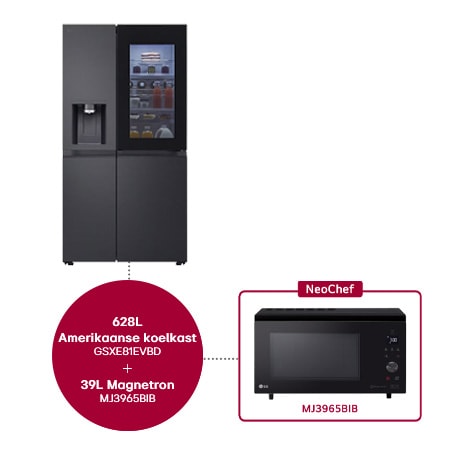 628L Amerikaanse koelkast GSXE81EVBD + 39L Smart Inverter Magnetron MJ3965BIB - GSXE81EVBD.MJ3BIB