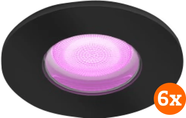 Philips Hue Xamento badkamer inbouwspot White and Color - Zwart - Rond 6-pack