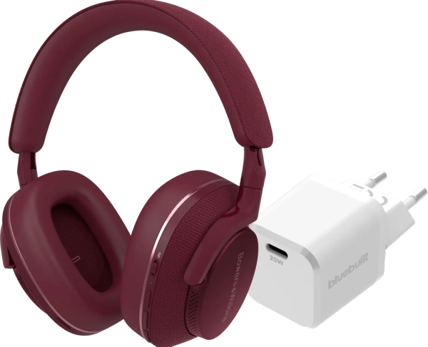 Bowers & Wilkins Px7 S2e Rood + BlueBuilt Power Delivery Oplader met Usb C Poort 20W Wit