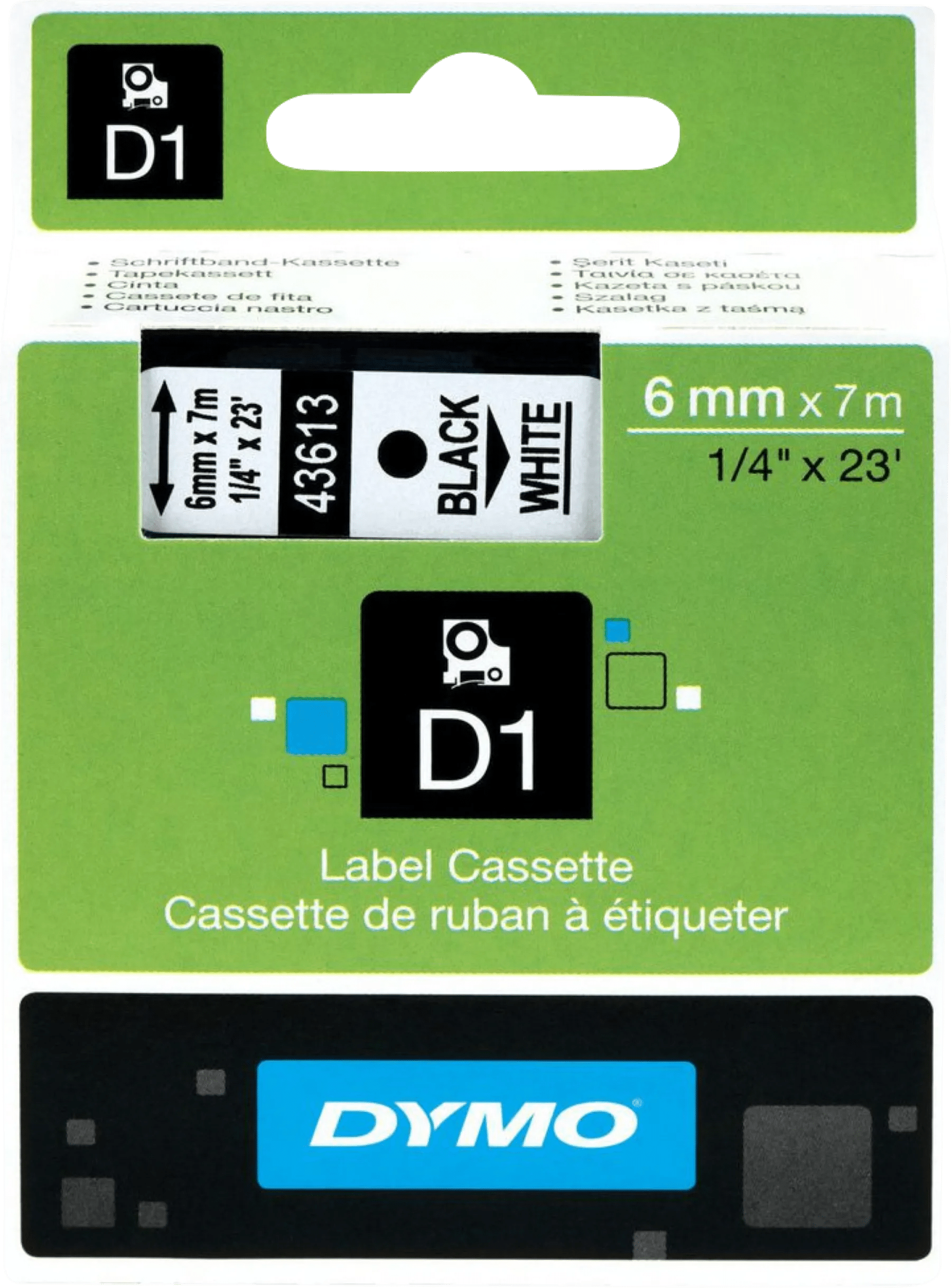 Dymo d1 naamlabels zwart-wit (6 mm x 7 m) 1 Dymo d1 naamlabels zwart-wit (6 mm x 7 m)