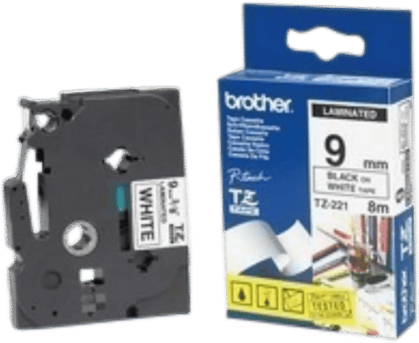 Brother TZe-221 Zwart op Wit (9 mm x 8 m)