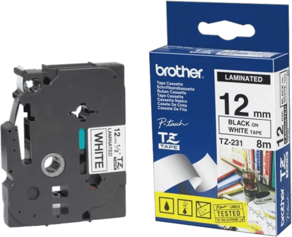 Brother TZe-231 Label Zwart op Wit (12 mm x 8 m)