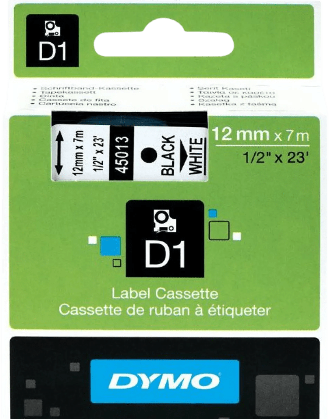 Dymo d1 12mm x 7m zwart wit labels 1 Dymo d1 12mm x 7m zwart wit labels
