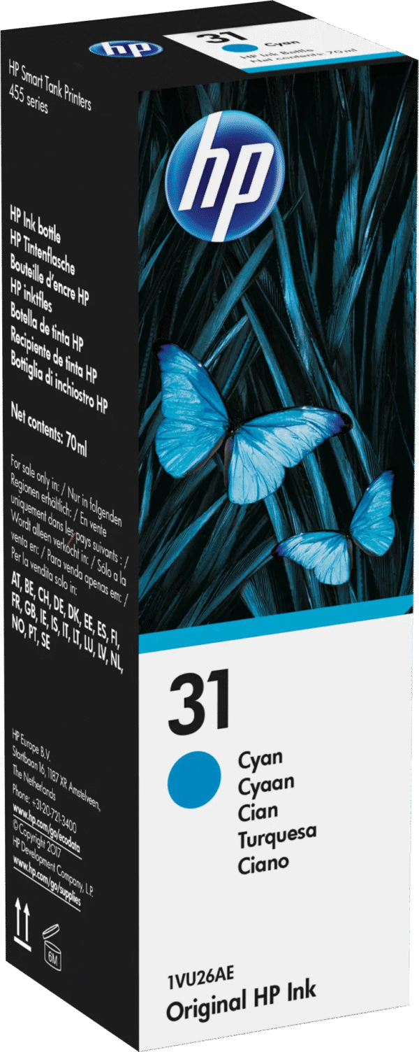 HP 31 Inktflesje Cyaan