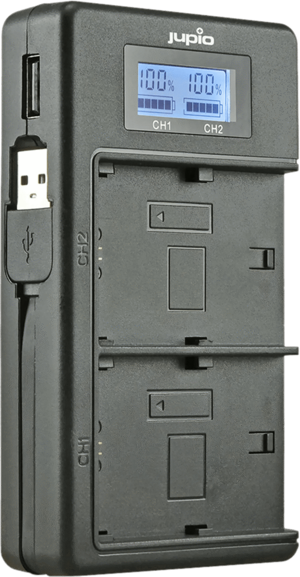 Jupio USB Duo Charger LCD voor Sony NP-FW50