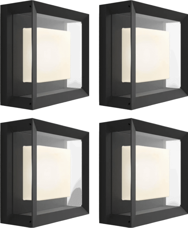 Philips Hue Econic muurlamp White and Color Zwart modern 4-pack