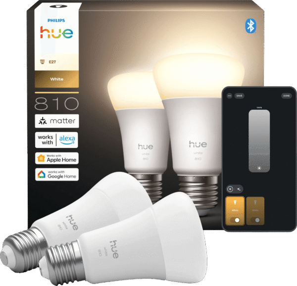Philips Hue A60 White E27 810lm 2-pack