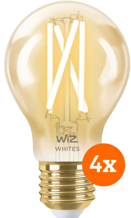 WiZ Smart Filament lamp Standaard Goud 4-pack - Warm tot Koelwit Licht - E27