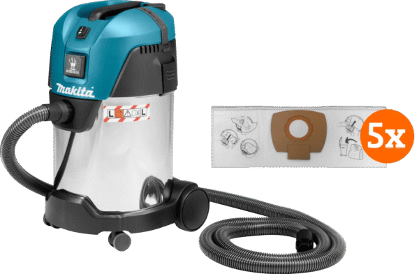 Makita VC3011L + Makita P-72899 Stofzak (5x)