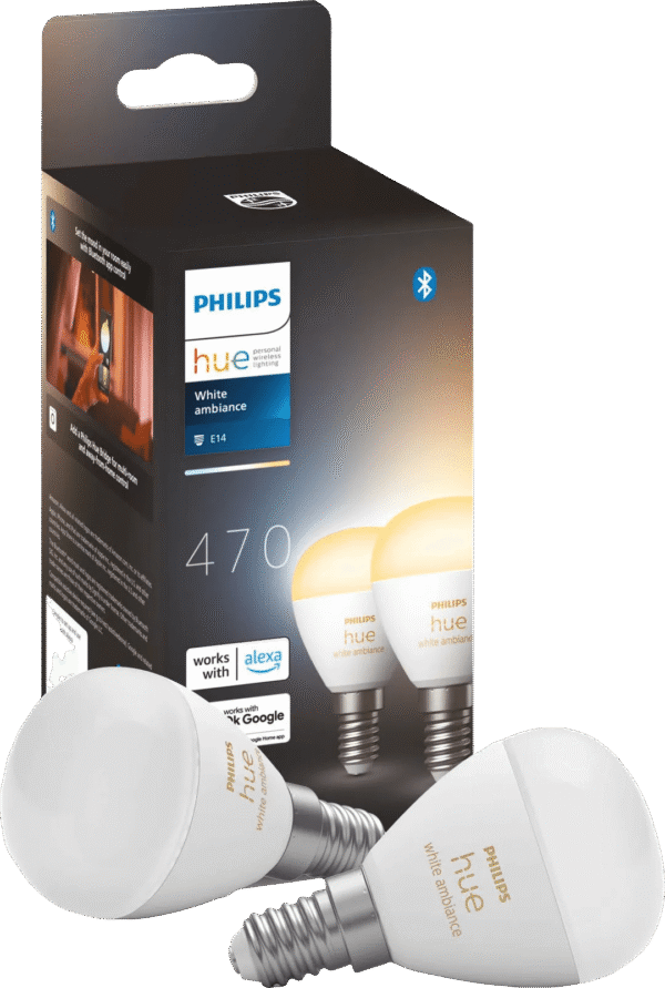 Philips Hue Luster kogellamp White Ambiance E14 2-pack