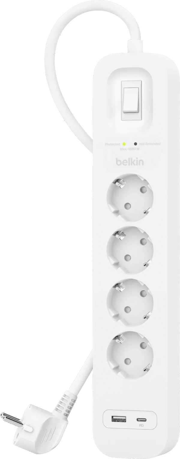 Belkin Surge Protection 4 Outlet 2 Meter Usb C Wit