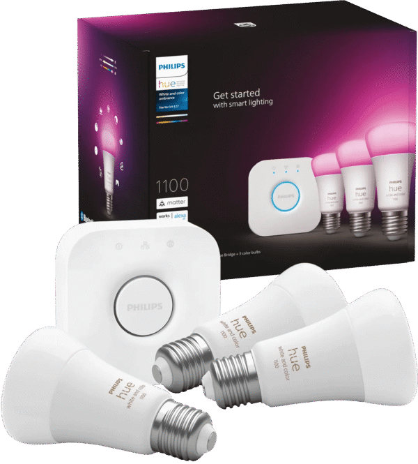 Philips Hue White and Color Startpakket E27 3-pack + Bridge