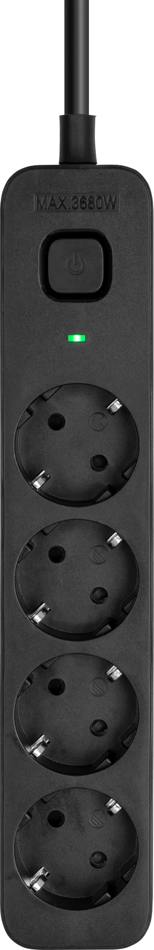 BlueBuilt Stekkerdoos 4-voudig 3 meter Zwart