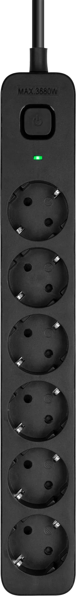 BlueBuilt Stekkerdoos 6-voudig 3 meter Zwart