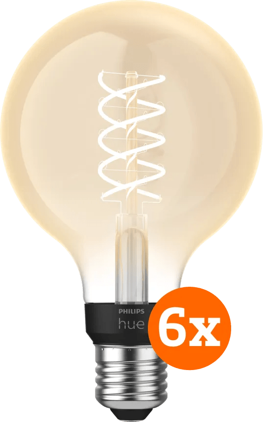 Philips Hue Filamentlamp White Globe E27 6-pack