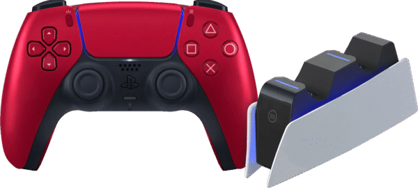 Sony Playstation 5 DualSense Draadloze Controller Volcanic Red + BlueBuilt oplaadstation