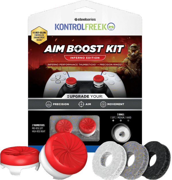 KontrolFreek Inferno AimBoost Thumbsticks + Precision Rings Rood/Wit PS5/PS4