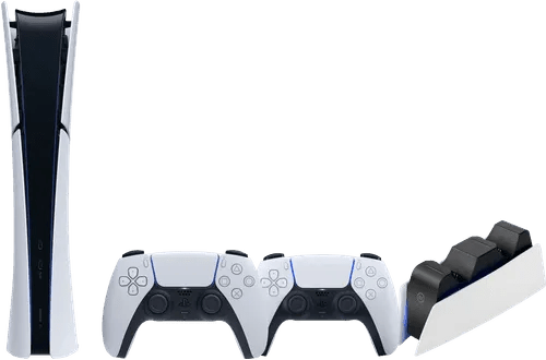 Playstation 5 slim digital edition + extra controller wit + bluebuilt oplaadstation 1 Playstation 5 slim digital edition + extra controller wit + bluebuilt oplaadstation