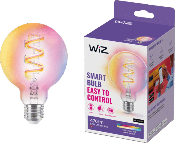 WiZ Globe Filament - Wit en Gekleurd Licht - E27 - Transparant