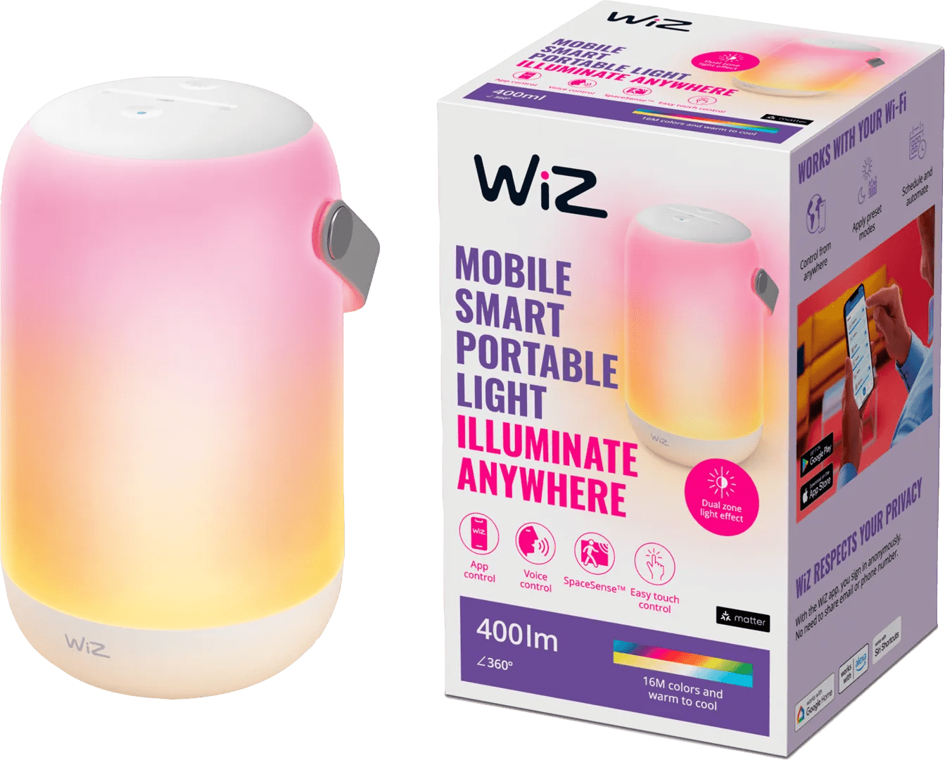 Wiz draagbare tafellamp - slimme led-verlichting - gekleurd 1 Wiz draagbare tafellamp - slimme led-verlichting - gekleurd