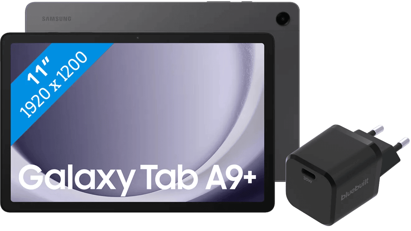 Samsung galaxy tab a9 plus 11 inch 128gb wifi grijs + bluebuilt oplader 1 Samsung galaxy tab a9 plus 11 inch 128gb wifi grijs + bluebuilt oplader