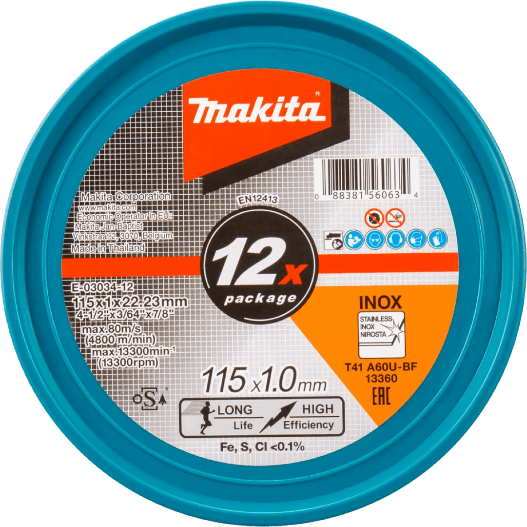 Makita doorslijpschijf rvs 115 millimeter 12 stuks 1 Makita doorslijpschijf rvs 115 millimeter 12 stuks