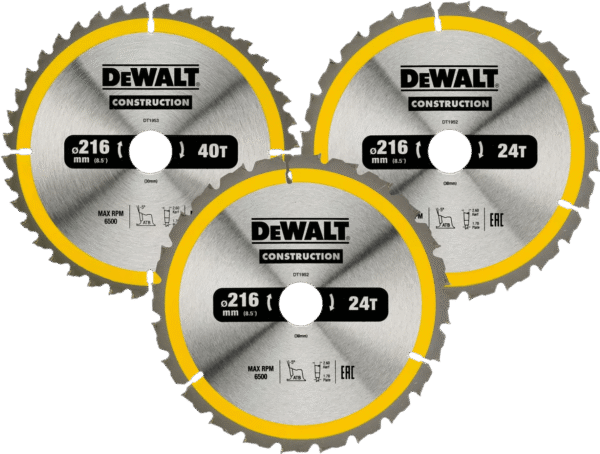 DeWalt Cirkelzaagbladenset 216mm 3-delig 24T (2x)