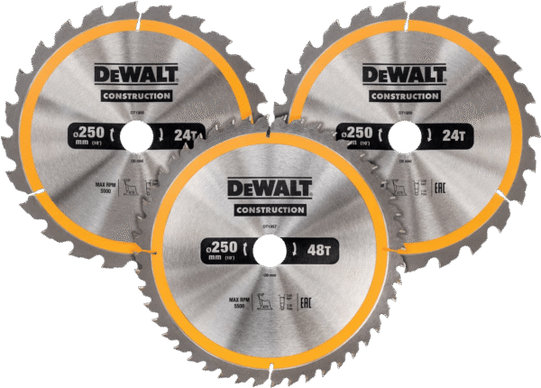 DeWalt Cirkelzaagbladenset 250mm 3-delig 24T (2x)