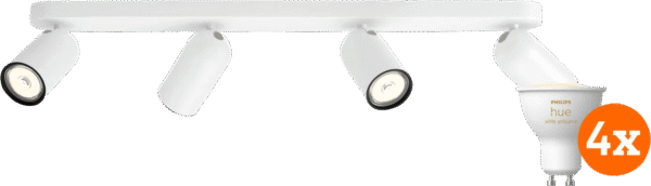Philips Pongee opbouwspot - 4 spots - wit + Philips Hue White Ambiance GU10 (4x)